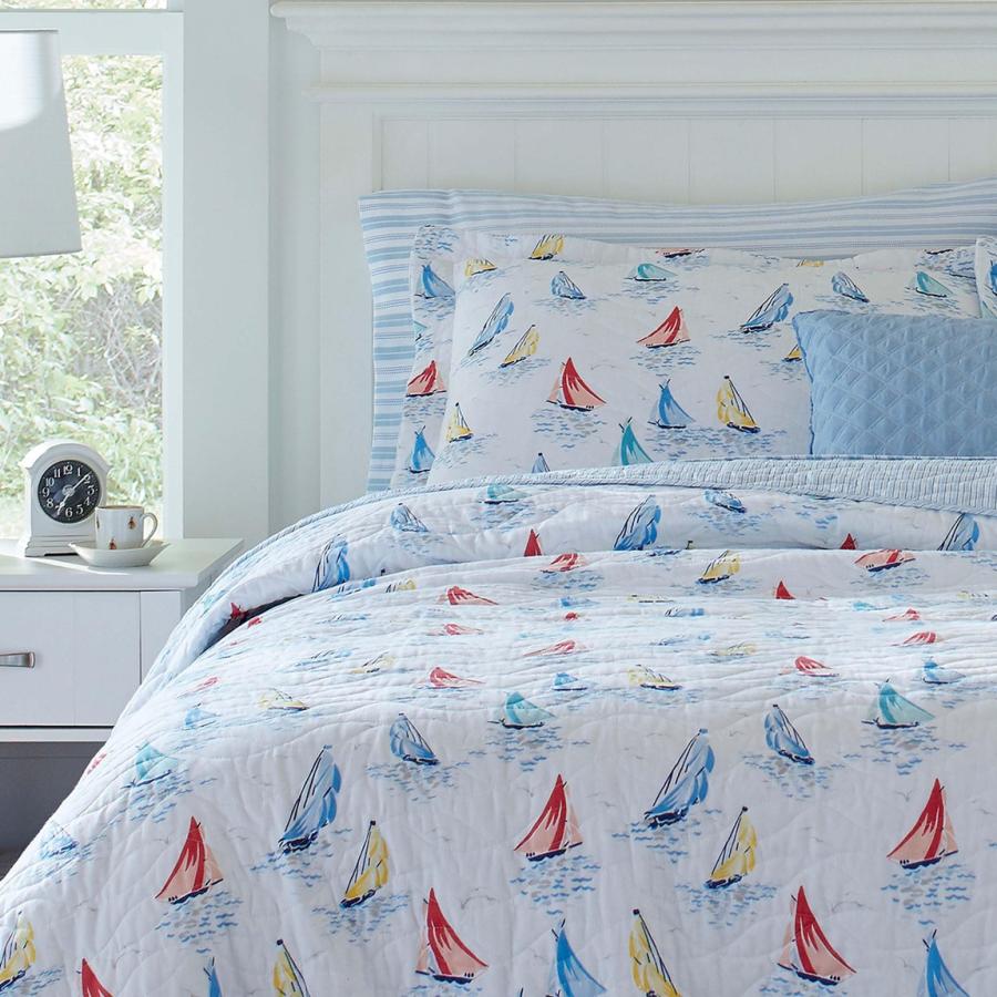 Laura Ashley キルトセット 3点セット 綿100％ ヨット柄 リバーシブル ベッドカバー ピローケース |  | 07