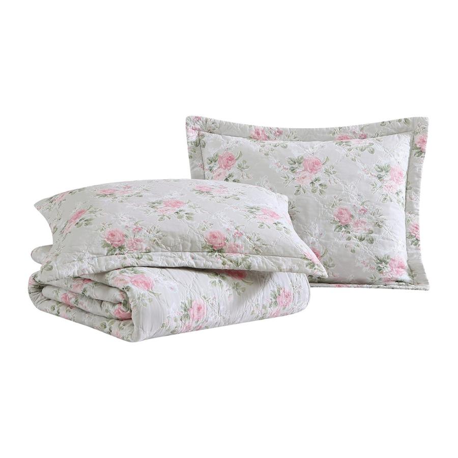 Laura Ashley キルトセット ベッドカバー ピンク 花柄 リバーシブル 綿 寝具セット |  | 05