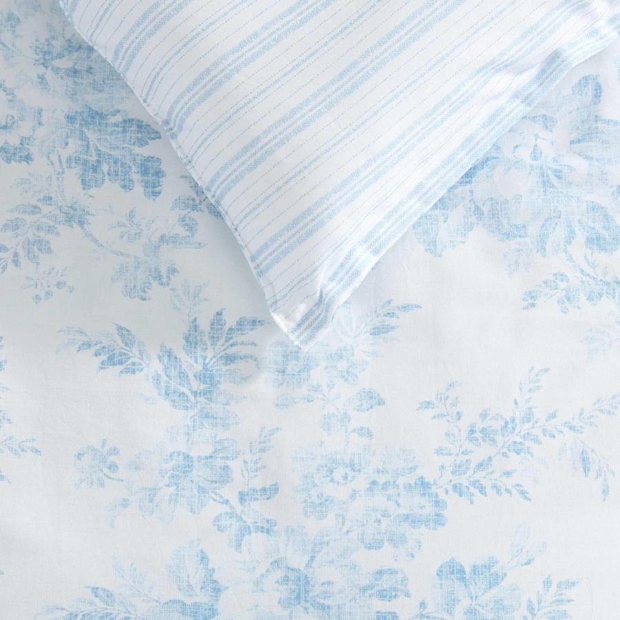 Laura Ashley 布団カバー 7点セット ブルー 花柄 ストライプ リバーシブル コットン 寝具セット |  | 04