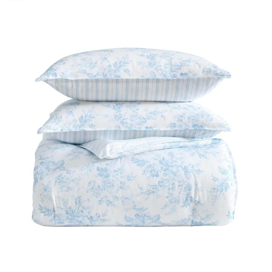 Laura Ashley 布団カバー 7点セット ブルー 花柄 ストライプ リバーシブル コットン 寝具セット |  | 06