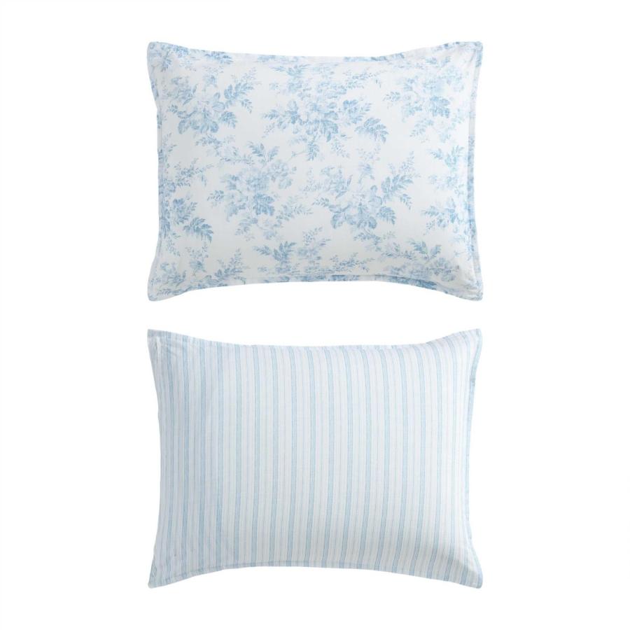 Laura Ashley 布団カバー 7点セット ブルー 花柄 ストライプ リバーシブル コットン 寝具セット |  | 07