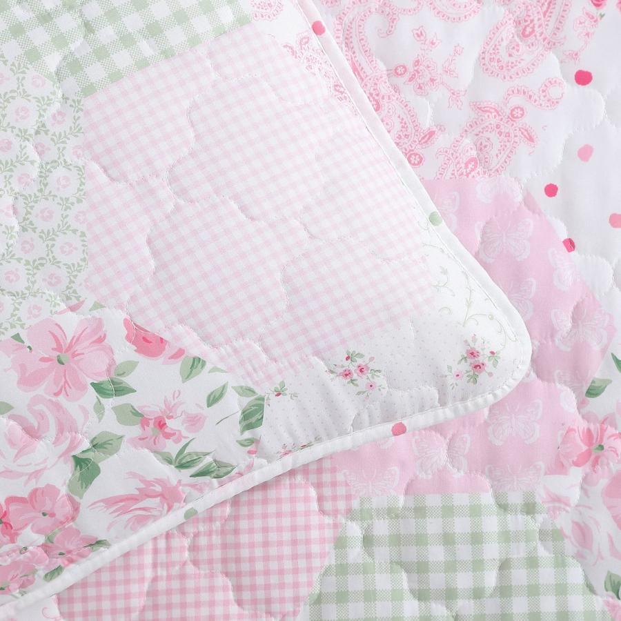 Laura Ashley Kids キルトセット ピンク 花柄 パッチワーク風 ベッドカバー 枕カバー付き 子供部屋 |  | 02