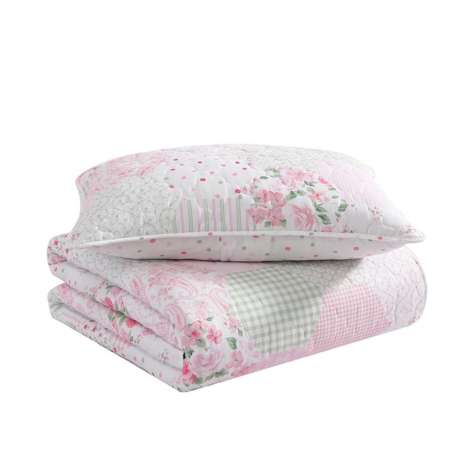 Laura Ashley Kids キルトセット ピンク 花柄 パッチワーク風 ベッドカバー 枕カバー付き 子供部屋 |  | 05