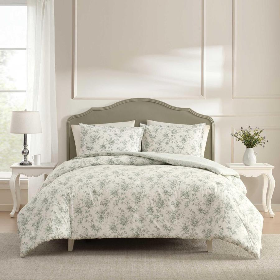 Laura Ashley コンフォーターセット 3点セット 花柄 グリーン 布団カバー 枕カバー 寝具 | 