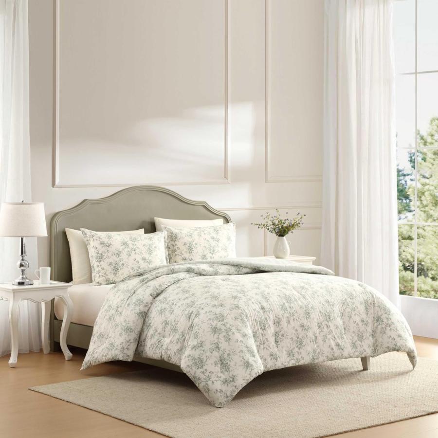 Laura Ashley コンフォーターセット 3点セット 花柄 グリーン 布団カバー 枕カバー 寝具 |  | 01