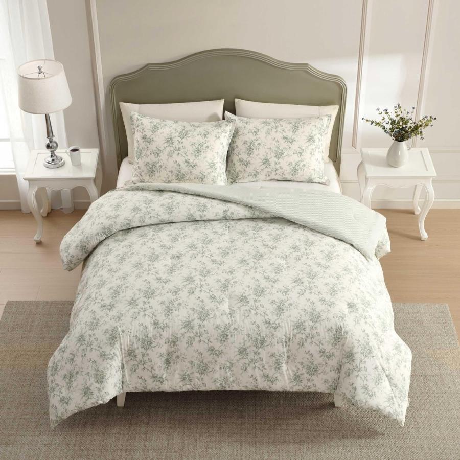 Laura Ashley コンフォーターセット 3点セット 花柄 グリーン 布団カバー 枕カバー 寝具 |  | 02