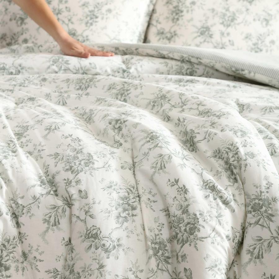 Laura Ashley コンフォーターセット 3点セット 花柄 グリーン 布団カバー 枕カバー 寝具 |  | 04