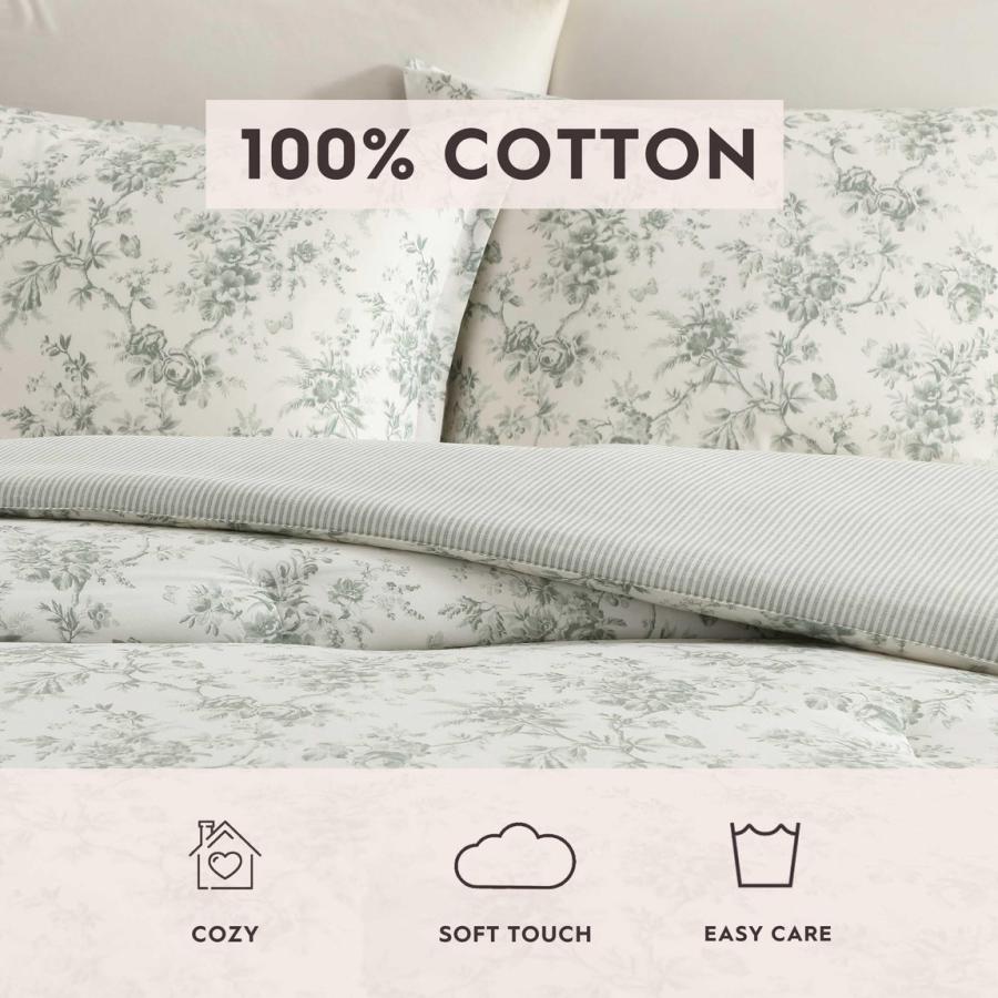 Laura Ashley コンフォーターセット 3点セット 花柄 グリーン 布団カバー 枕カバー 寝具 |  | 06