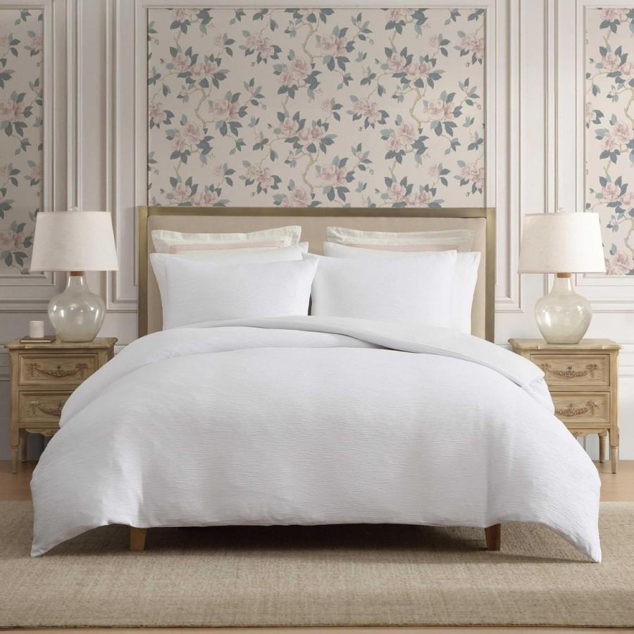 Laura Ashley デュベカバーセット ホワイト クリンクル加工 布団カバー 枕カバー3点セット | 