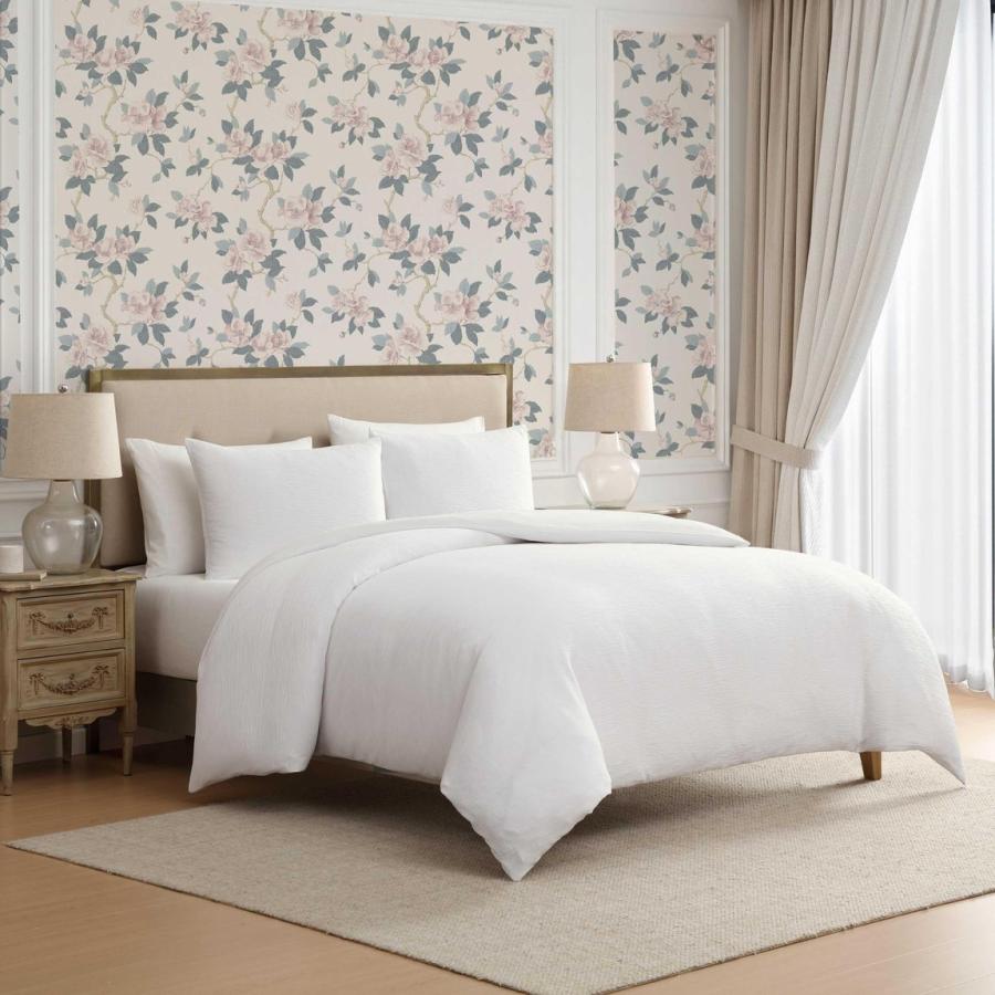 Laura Ashley デュベカバーセット ホワイト クリンクル加工 布団カバー 枕カバー3点セット |  | 01