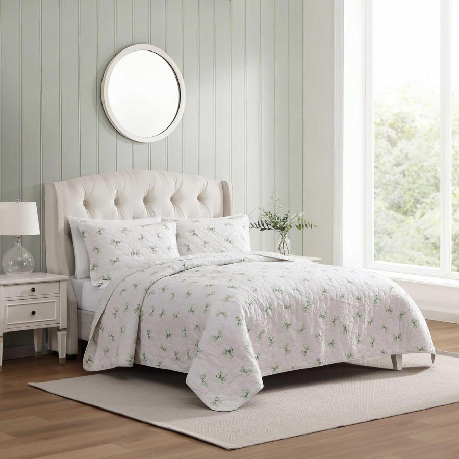 Laura Ashley キルトセット 3点セット ボウ柄 グリーン ベッドスプレッド カバーセット |  | 01