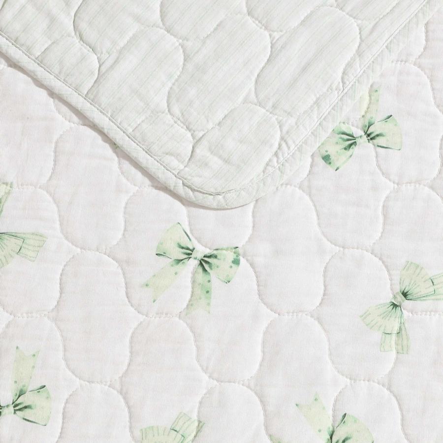 Laura Ashley キルトセット 3点セット ボウ柄 グリーン ベッドスプレッド カバーセット |  | 04