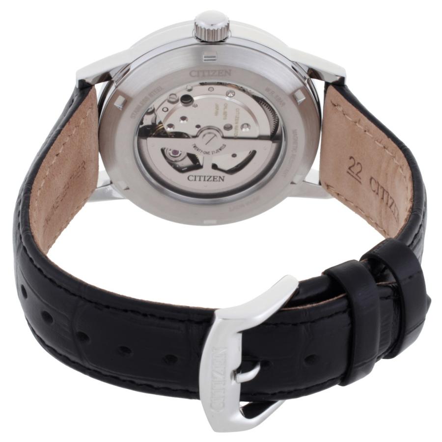 Citizen Mechanical Automatic 腕時計 ブラックダイヤル メンズ レザーストラップ シルバー NJ0210-05E |  | 01
