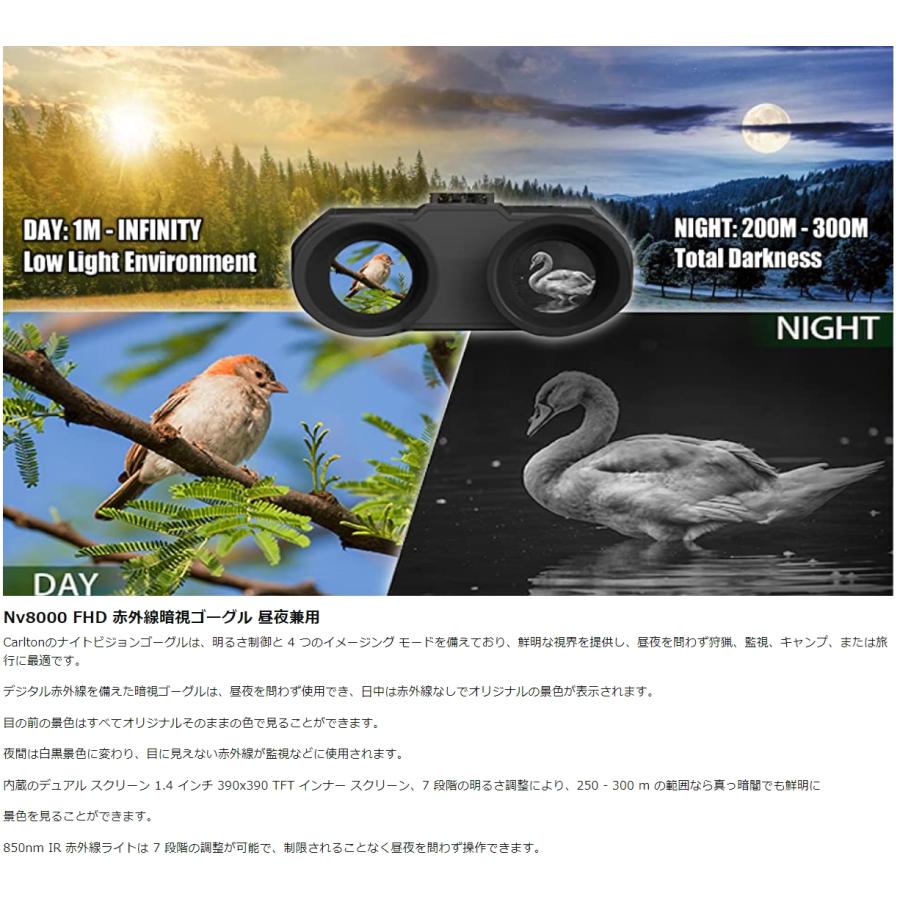 アップグレード版 4K 3D 暗視スコープ ナイトビジョン ゴーグル 昼夜兼用 赤外線カメラ ズーム ヘルメット取付 野生動物観察 Kickstarter ブラケット付属 |  | 02
