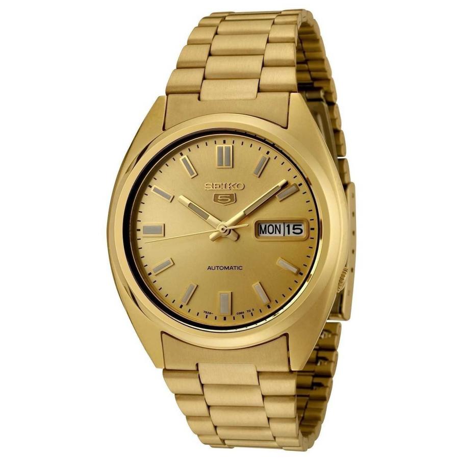 Seiko SNXS80 Series 5 腕時計 ゴールド文字盤 自動巻き メンズ ステンレスブレスレット SNXS80 | 