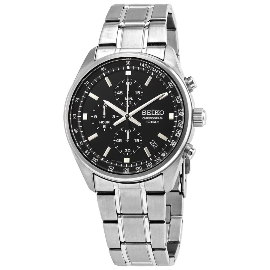 Seiko Chronograph 腕時計 ブラックダイヤル クオーツ メンズ ステンレス SSB379 | 