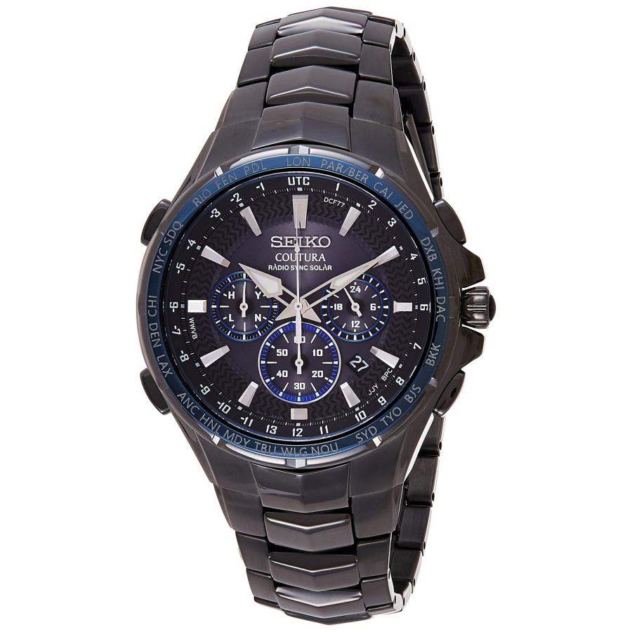 SEIKO Coutura Radio Sync Solar Chronograph 腕時計 メンズ ブラック文字盤 SSG021 | 