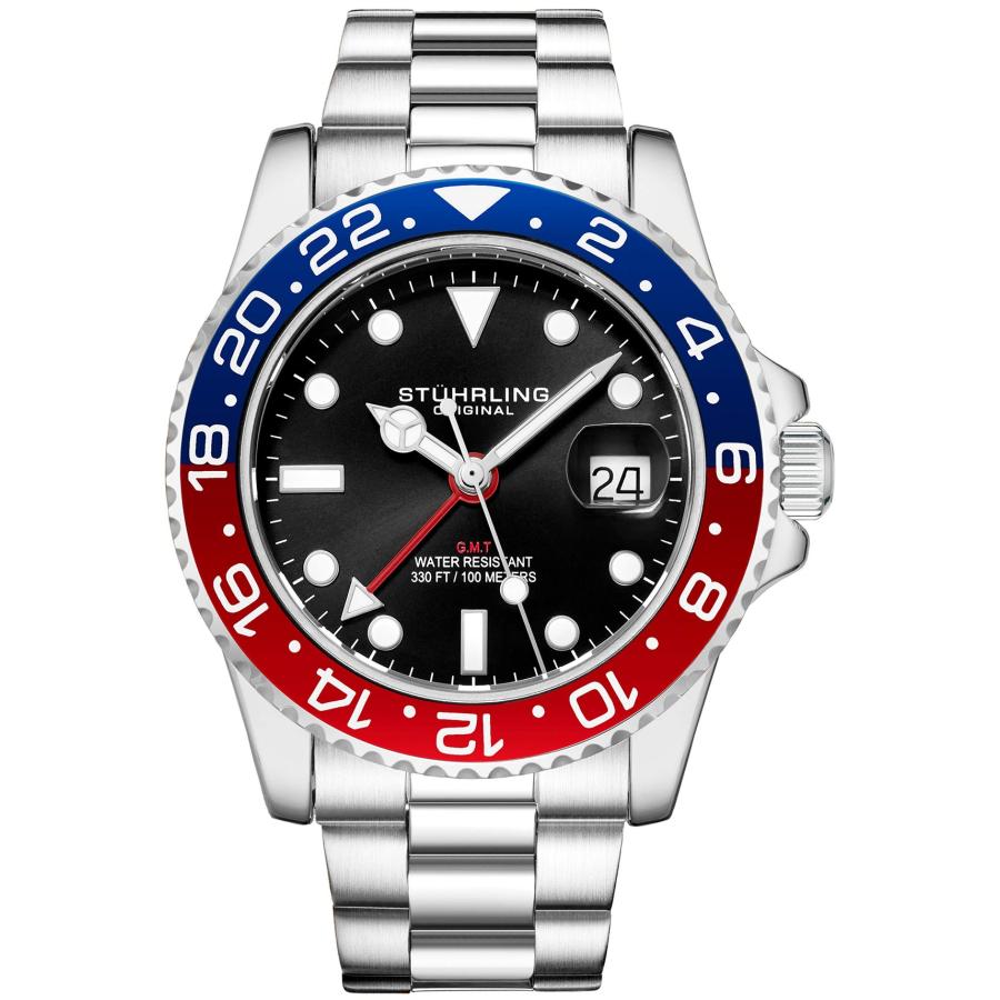Stuhrling Original Meridian GMT Diver 腕時計 メンズ スイス製クオーツ GMT機能 10気圧防水 | 