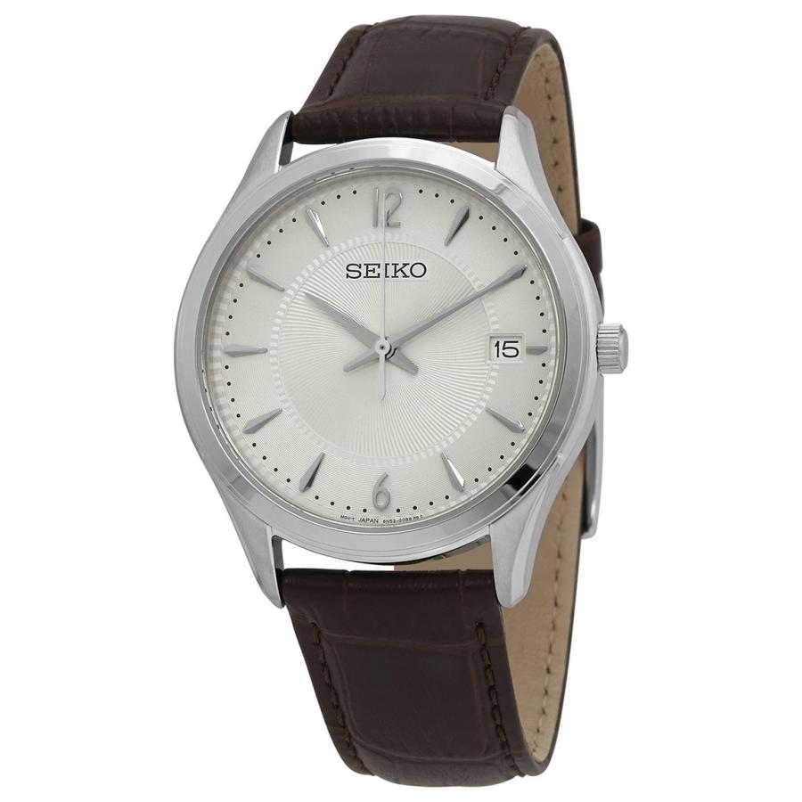 Seiko Noble 腕時計 メンズ ホワイト文字盤 ブラウンレザーストラップ クオーツ SUR421 | 