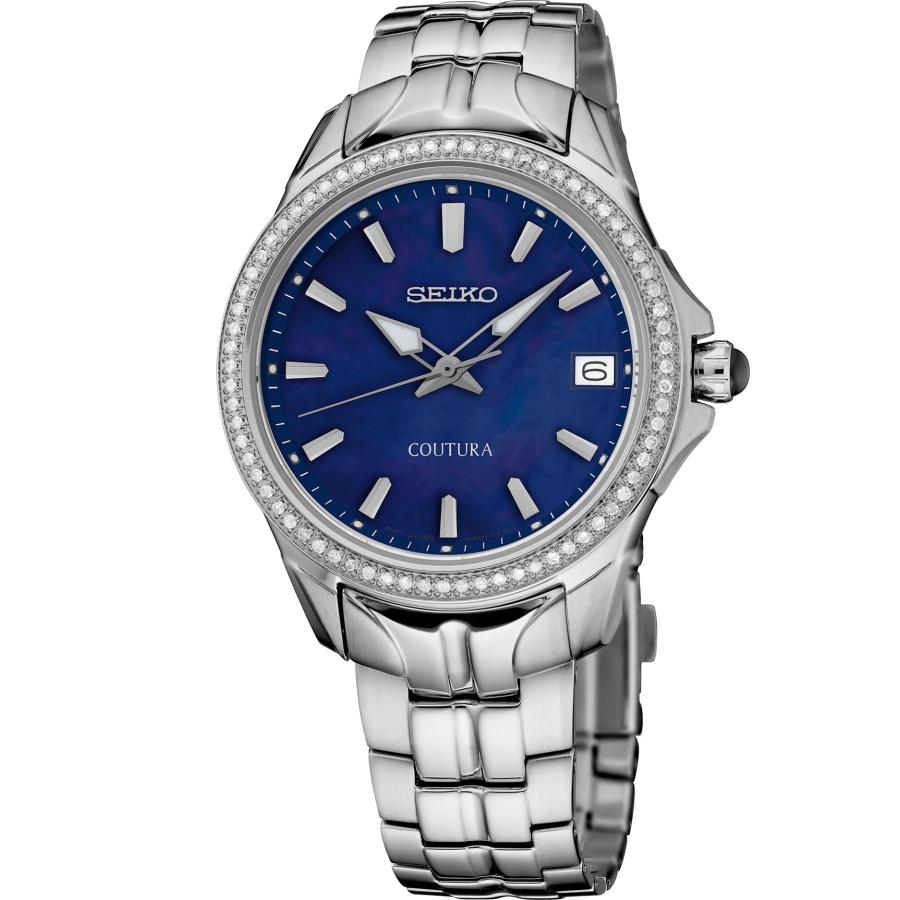 SEIKO Coutura 腕時計 レディース ブルー文字盤 ダイヤモンド装飾 ステンレススチール サファイアガラス SUR591 | 