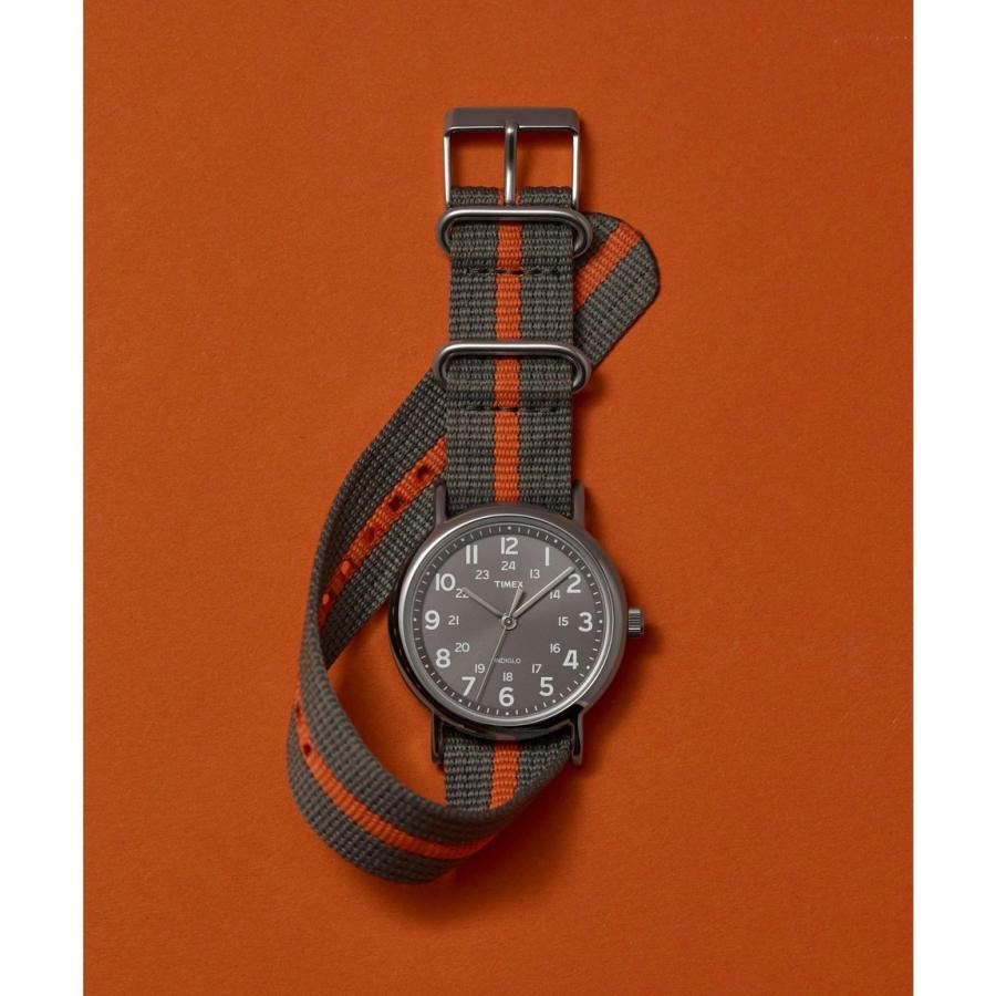 タイメックス Weekender メンズ レディース 腕時計 38mm グレー文字盤 シルバーケース グレー オレンジ ナイロンベルト |  | 03