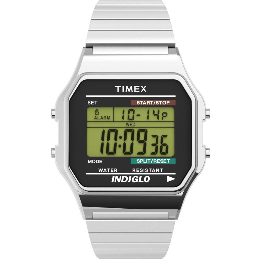 タイメックス Classic Digital メンズ デジタル シルバー ステンレス 伸縮バンド 34mm | 