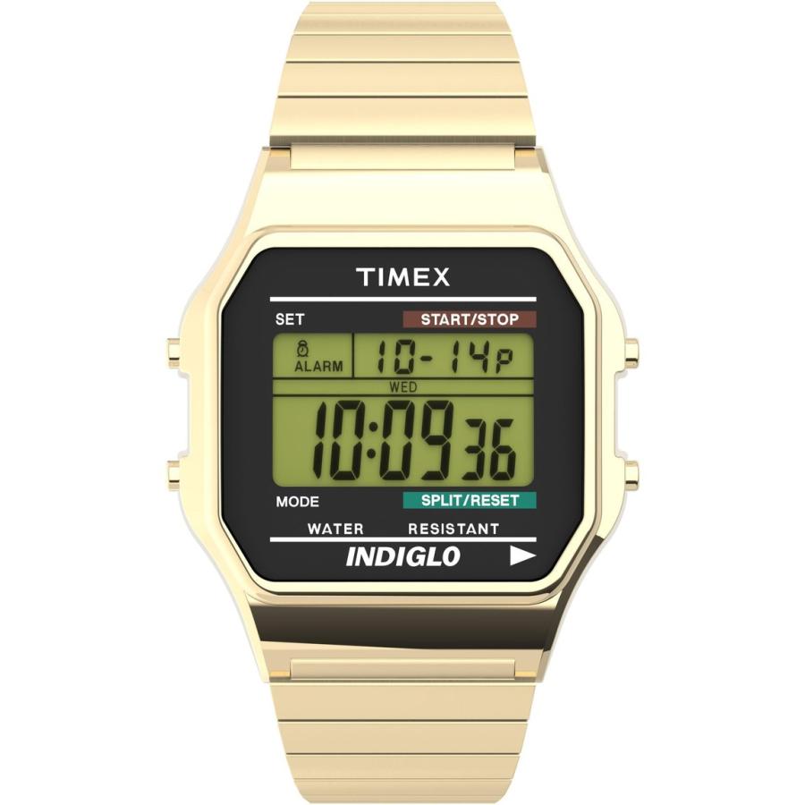 タイメックス Classic Digital メンズ ゴールド ステンレス 伸縮バンド デジタル 34mm | 