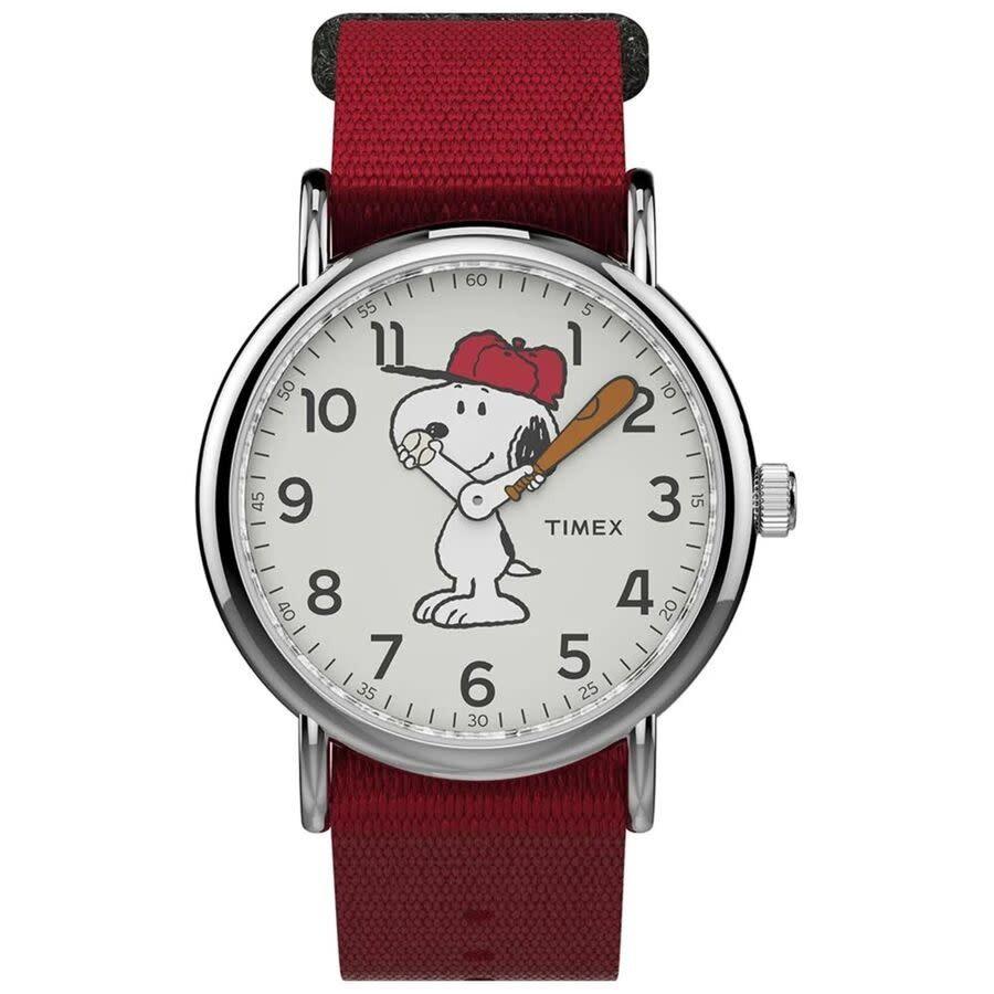 Timex X Peanuts 腕時計 レディース ホワイト文字盤 クオーツ レッド
