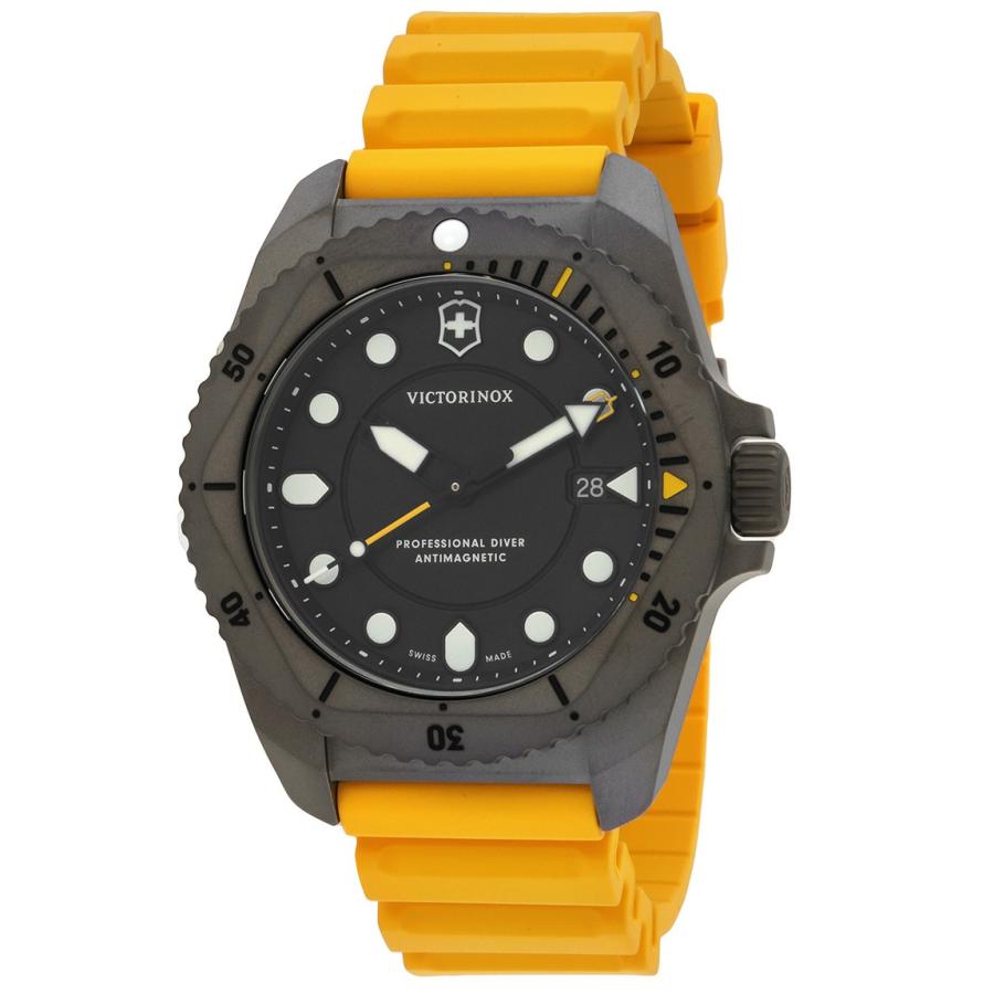 Victorinox Dive Pro 腕時計 ブラック文字盤 クオーツ チタン イエローラバーベルト メンズ 241992 | 