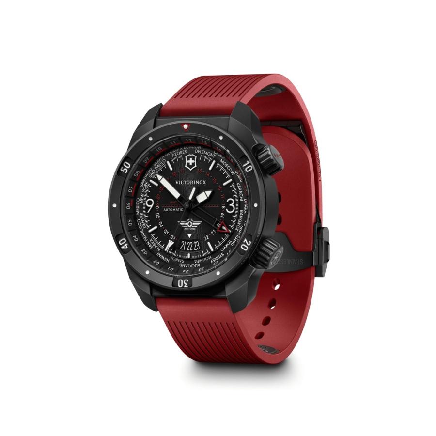 Victorinox Air Pro Automatic 腕時計 ブラック文字盤 レッドラバーストラップ 自動巻き メンズ 43mm 242006 |  | 04