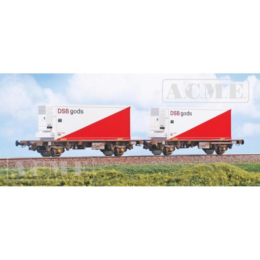 HOゲージ 鉄道模型 貨車 ACME DSB 平貨車 2両セット Era V DC with reefer containers DSB Gods | 