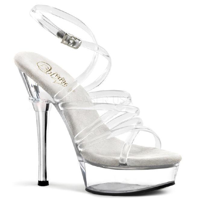 ALLURE-606 5.5インチ(約14cm)クリア　ハイヒール　ピンヒール ミュール厚底サンダル /Pleaserプリーザー  パーティードレス 靴 大きいサイズ | 