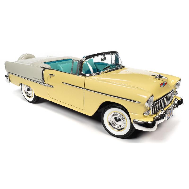 1955 Chevy Bel Air Convertible in Harvest Gold and India Ivory /AMEAMERICAN MUSCLE 1/18 ミニカー | 