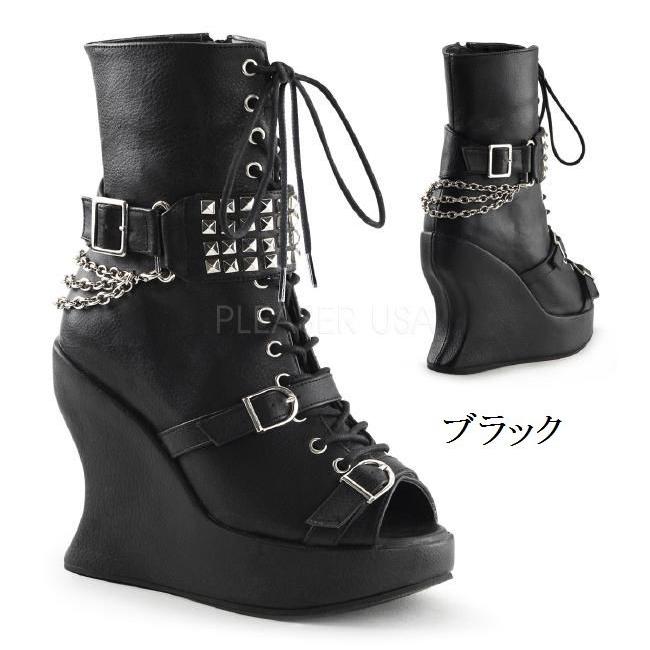 BRAVO-89 全2色  5インチ(約12.5cm) ウェッジヒール　プラットフォームブーツ /Demoniaデモニア ゴスロリ パンク プリーザー | 