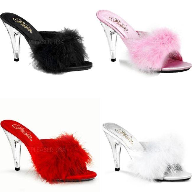 CARESS-401F 4インチ(約10cm) クリアヒール ハイヒール ミュール /Pleaserプリーザー パーティードレス 靴 大きいサイズ | 