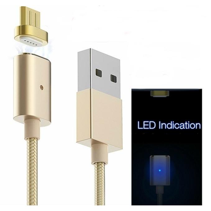マグネット式充電ケーブル ナイロン製 着脱式 高耐久 LEDランプでお知らせ 100cm iPhone マイクロUSB Xperia TypeC  アンドロイドAndroid | 