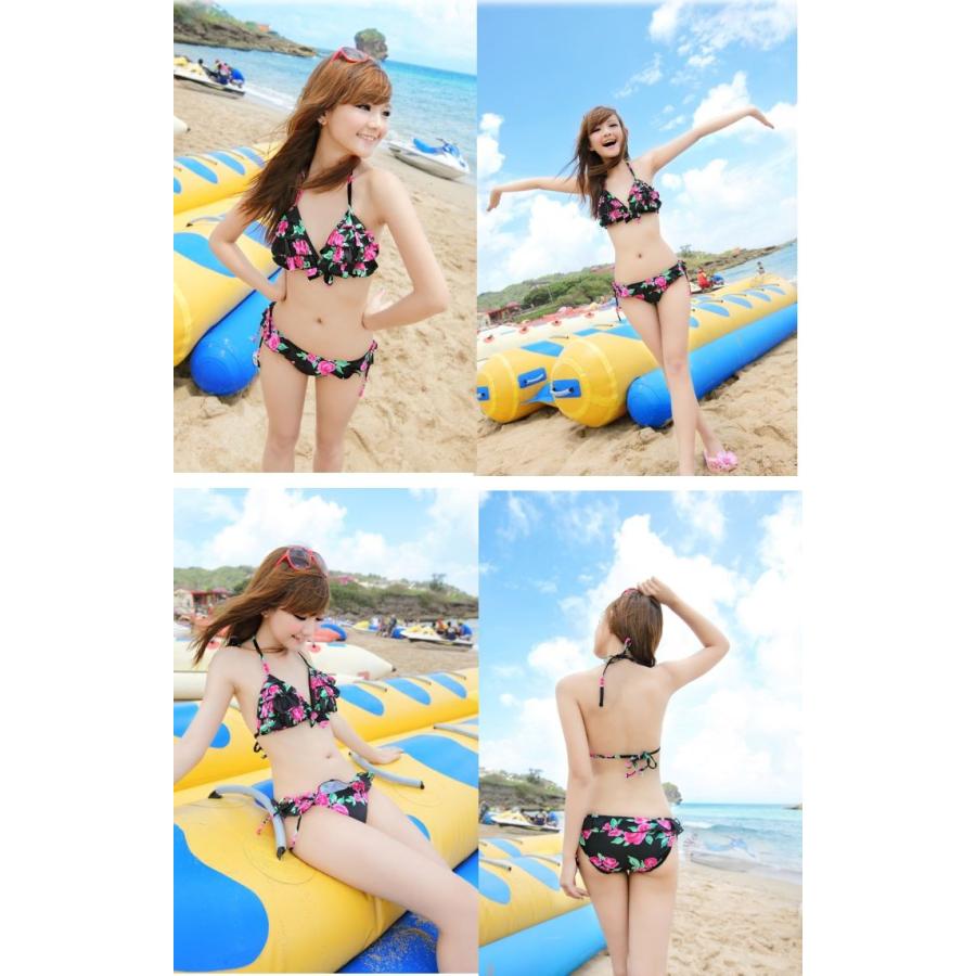 バラ柄ビキニ 4カラー 水着ビキニ上下セット レディースYYY1106 |  | 01