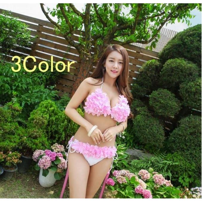 花びらビキニお花フラワー ハンドメイド 格安水着上下セット レディース S・M・Lサイズ 3カラー SWY5503 | 