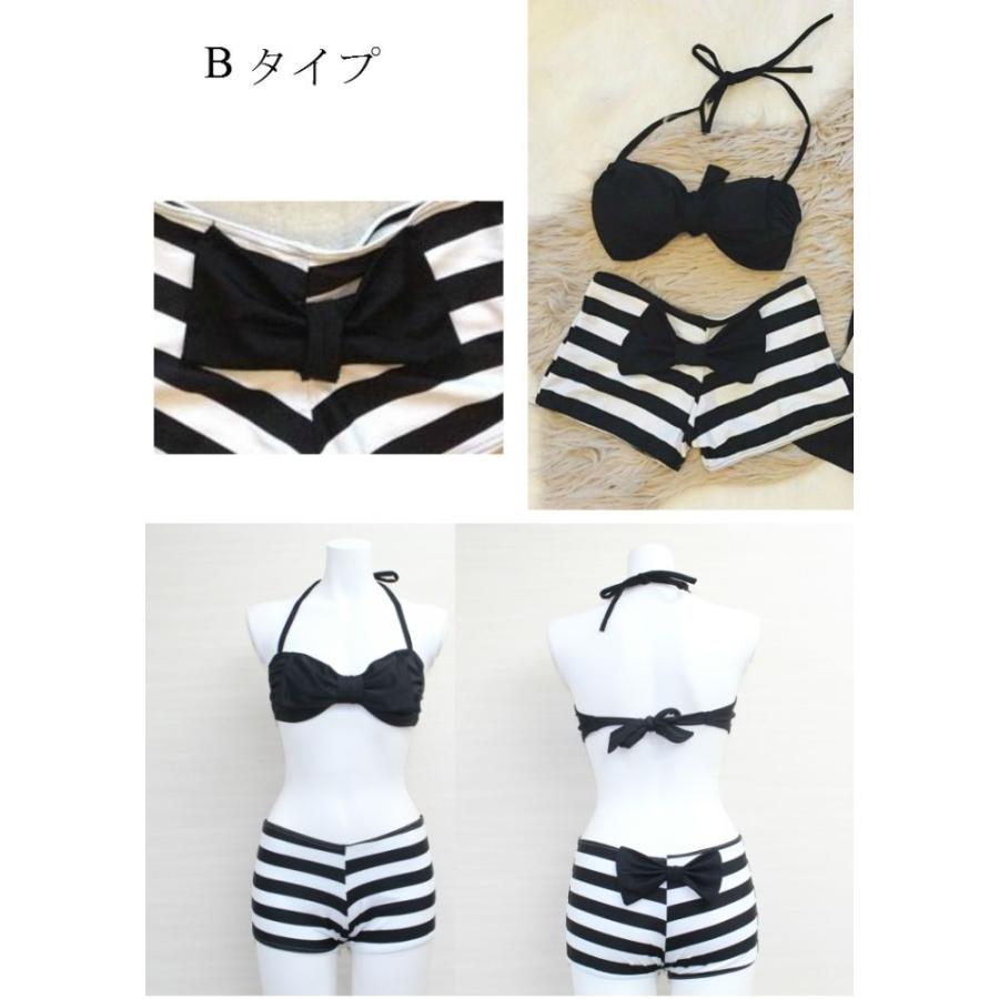 水着 リボン　バンドゥビキニ ボーダーパンツ 2タイプ 水着ビキニ上下セット レディース /JollyMollyタイ水着 |  | 02