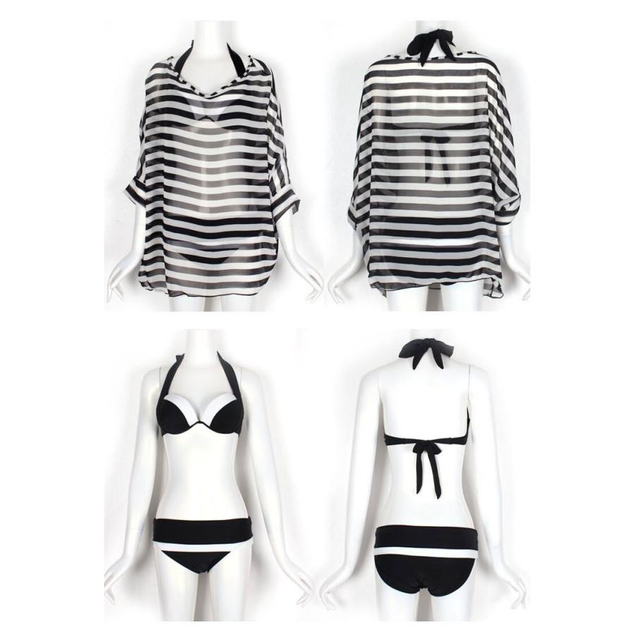 バイカラーホルターネック 大人ビキニ 水着 3ピースセット　体型カバー　大きいサイズ M/L/XL ママレディース |  | 04
