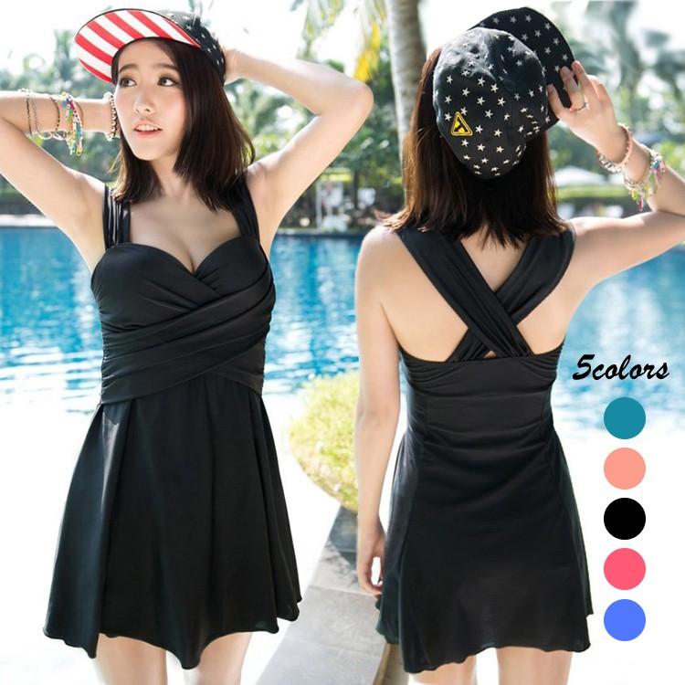 計算された美ラインでスタイルアップ＆女性らしさをアピールできるワンピース水着 体型カバー　全5色 大きいサイズ M/L/XL ママレディース | 