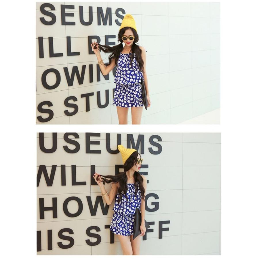 体型カバー フラワー ビキニ 3ピースセット ワンピース付き　2カラー ショートパンツ 水着 大きいサイズ M/L/XL レディース |  | 01