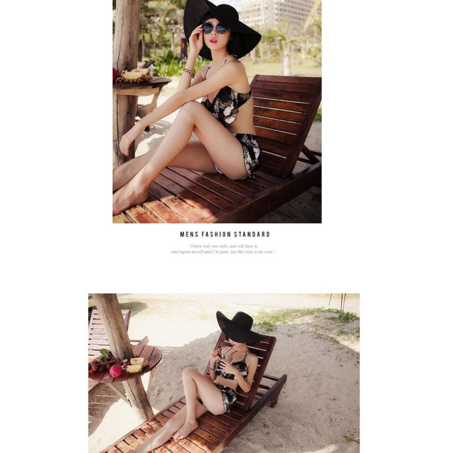 体型カバー フラワー 3ピースセット 2カラー ショートパンツ 水着 大きいサイズ M/L/XL レディース 送料無料 |  | 01