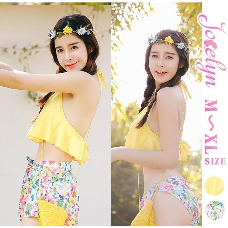 体型カバー フラワー 3ピースセット 2カラー ショートパンツ 水着 大きいサイズ M/L/XL レディース73146 送料無料 | 