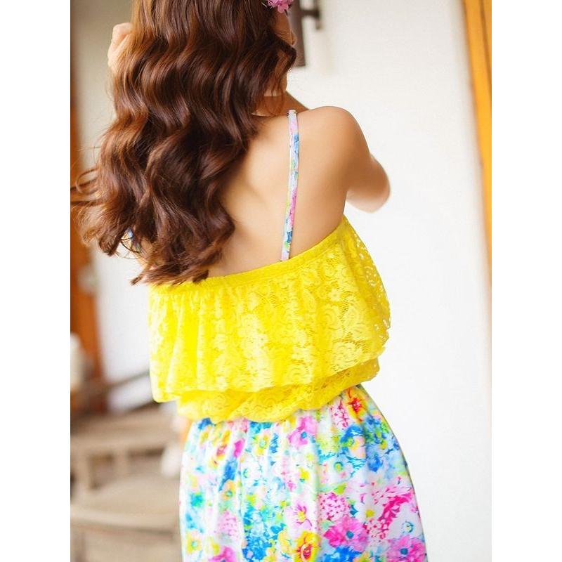 体型カバー バンドゥビキニ フリル 4ピースセット 3カラー ショートパンツ 水着 大きいサイズ M/L/XL レディースb7  送料無料 |  | 02