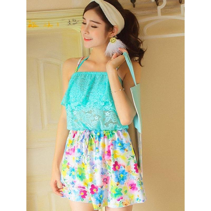 体型カバー バンドゥビキニ フリル 4ピースセット 3カラー ショートパンツ 水着 大きいサイズ M/L/XL レディースb7  送料無料 |  | 04