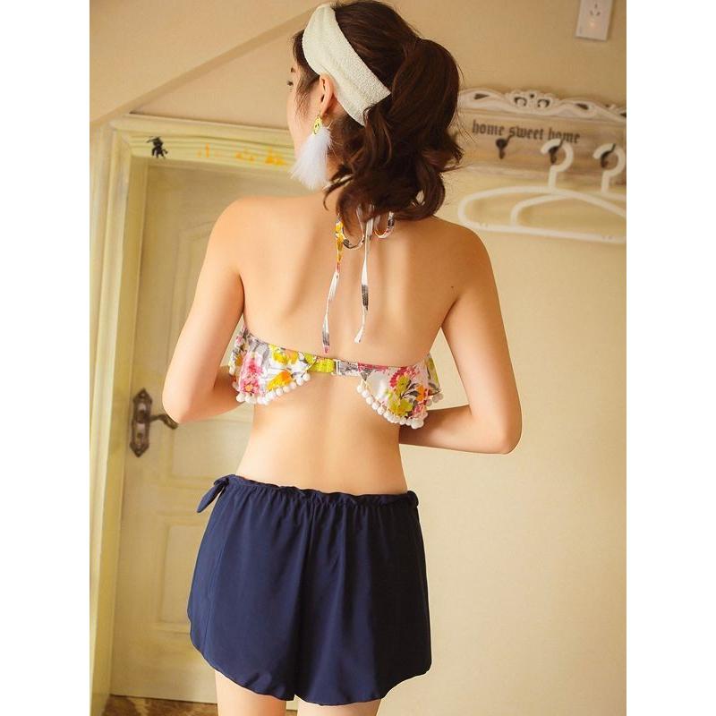 体型カバー ビキニ 3ピースセット ショートパンツ 水着 大きいサイズ M/L/XL レディース73147 送料無料 |  | 03