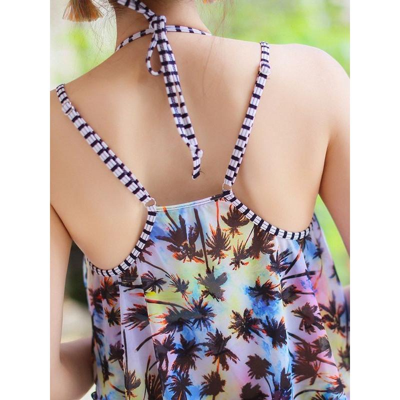 体型カバー バンドゥビキニ フリル 4ピースセット ショートパンツ 水着 大きいサイズ M/L/XL レディース74152 送料無料 |  | 05