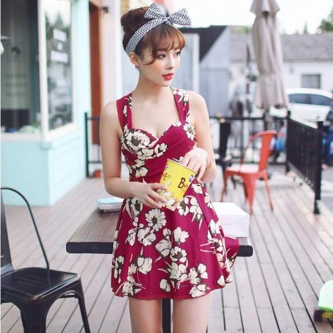 体型カバー　花柄 ワンピース　ママ 水着 大きいサイズ M/L/XL レディース 送料無料 |  | 02