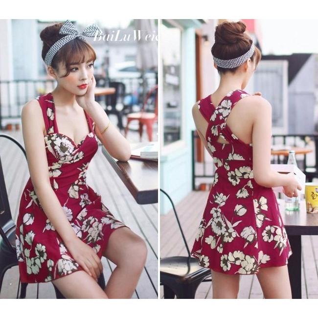 体型カバー　花柄 ワンピース　ママ 水着 大きいサイズ M/L/XL レディース 送料無料 |  | 03